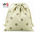 Direct factory liene and jute drawstring cosmetic bag